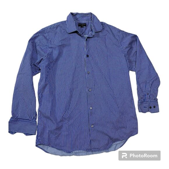 Banana Republic Shirt Mens Blue Stripe Long Sleeve Button Up Large - Picture 1 of 3
